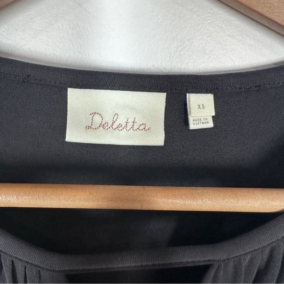 Anthropologie Deletta Drapey Cutout Tank XS Wrap Navy Gray Shirt Blouse - Picture 3 of 7